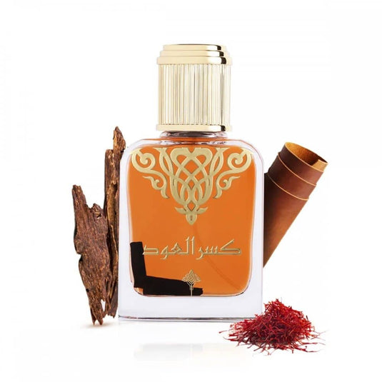 Worood Oud Fragrances bottle with rich amber liquid and notes of oud and saffron, featuring tom ford perfume oud wood