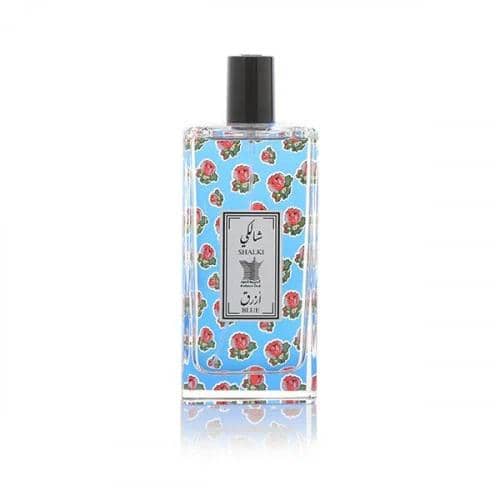 Worood Oud Fragrances Sheelaki Perfume Bottle with Floral Design and the blue kelly book theme