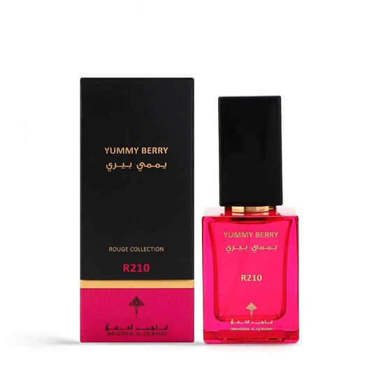 Yummy Berry R210 Perfume in Hair with a vibrant pink bottle for a fruity, alluring scent
