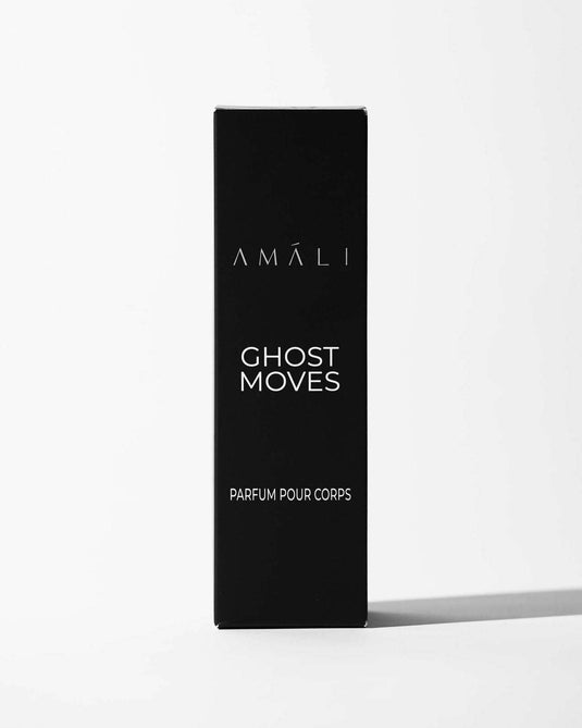 Worood Oud Fragrance Ghost Moves Body Perfume in sleek black packaging featuring Mojave Ghost fragrance